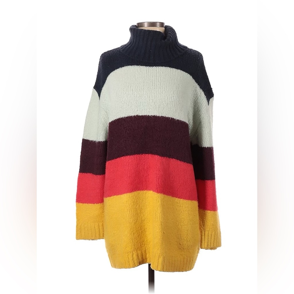 Striped Turtle Neck Oversized Sweater
